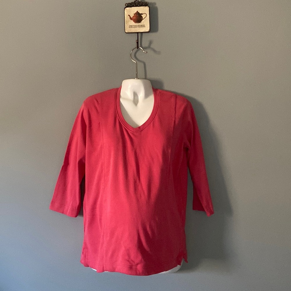 Motherhood Maternity V- Neck Nursing Top 3/4 Sleeves